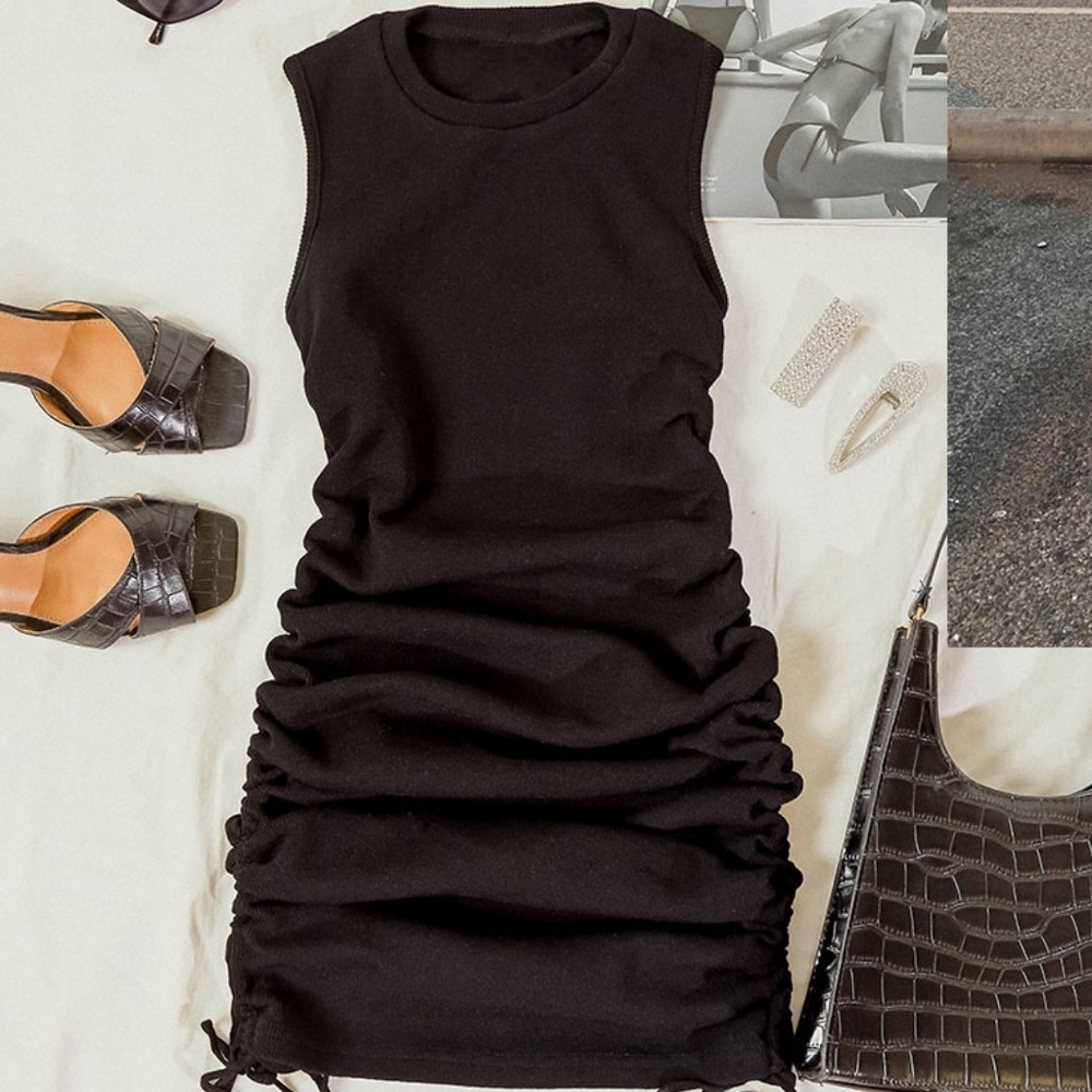 New* Lioness Ribbed Ruched Mini Dress - Picture 11 of 13